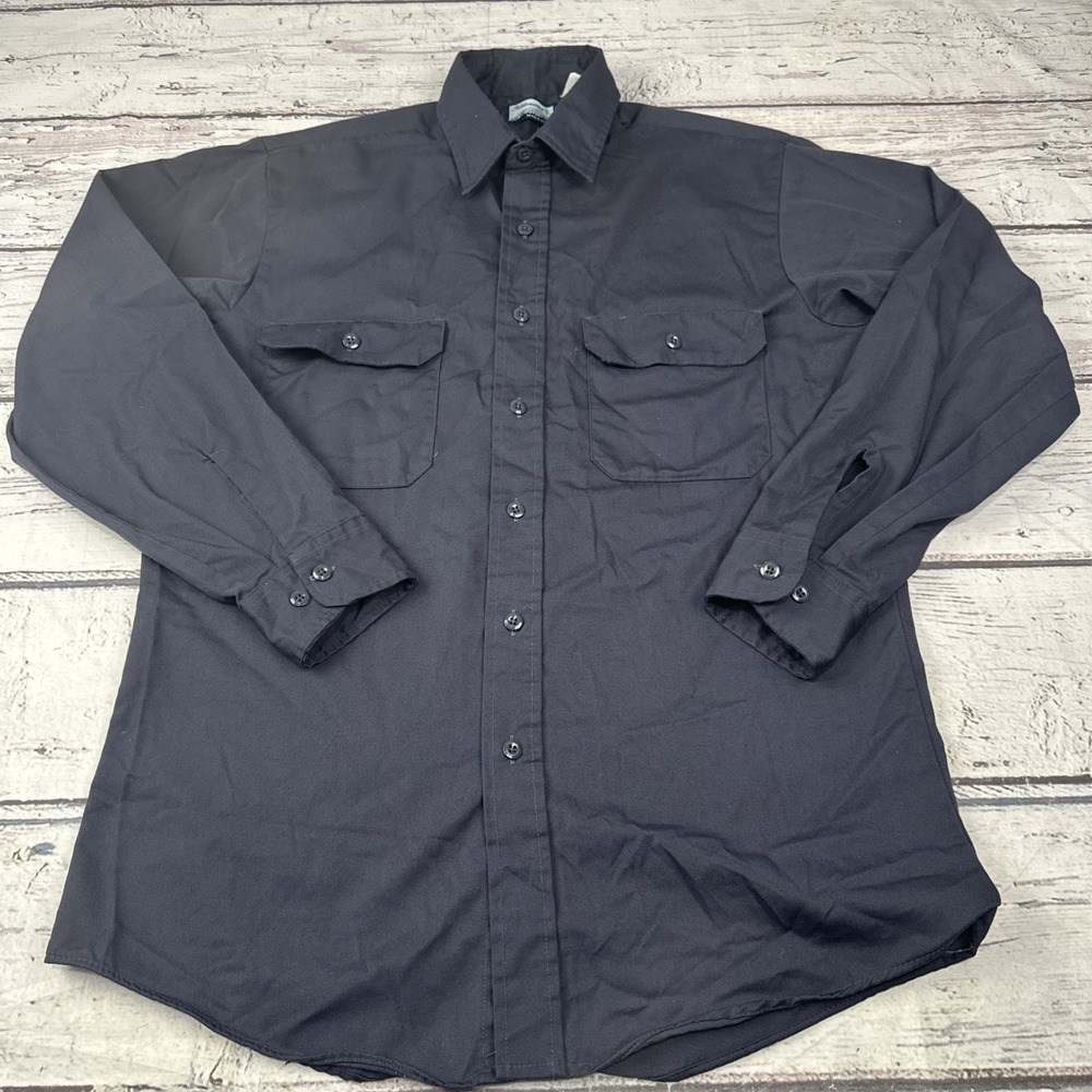 VTG 70s 80s Sears Fieldmaster Perma Prest Blue Shirt Men's M Made In The USA